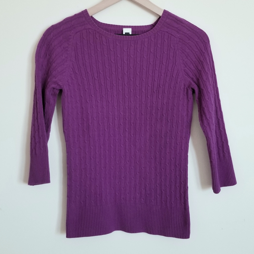GAP PURPLE CABLE KNIT SWEATER